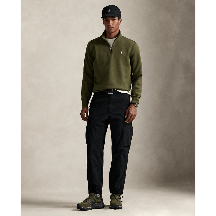 POLO RALPH LAUREN - Pull quart de zip en maille double Olive compagnie - Lothaire
