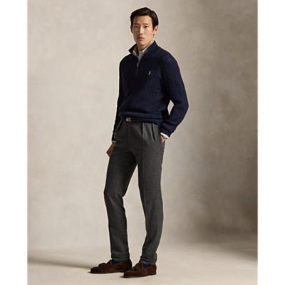 POLO RALPH LAUREN - Pull Torsadé en Coton à Col Cheminée Bleu Marine - Lothaire