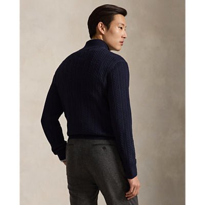POLO RALPH LAUREN - Pull Torsadé en Coton à Col Cheminée Bleu Marine - Lothaire