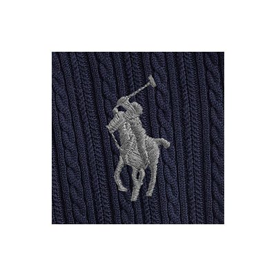 POLO RALPH LAUREN - Pull Torsadé en Coton à Col Cheminée Bleu Marine - Lothaire