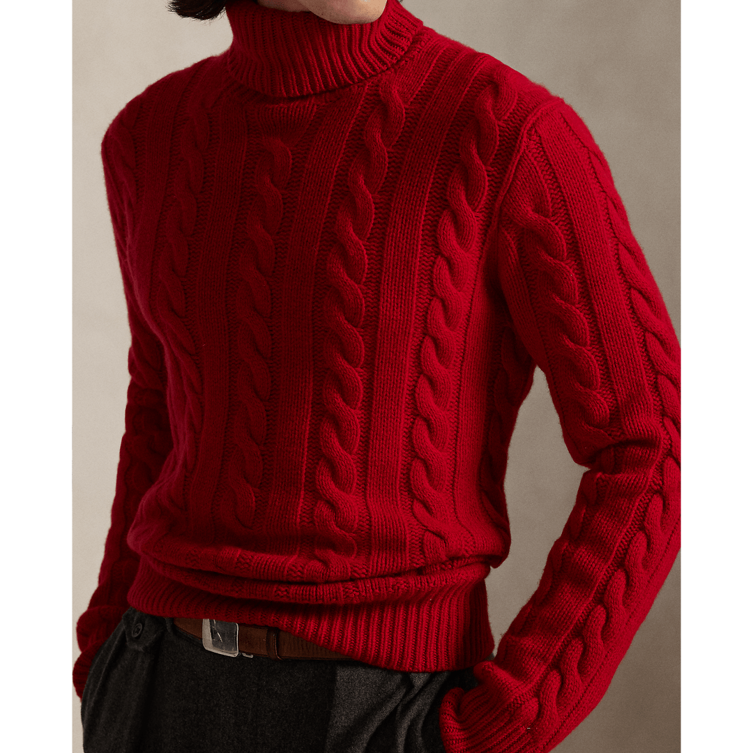 POLO RALPH LAUREN - Pull torsadé en laine et cachemire Rouge Park Av. - Lothaire