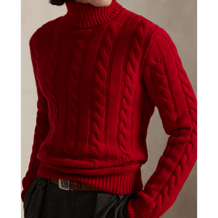 POLO RALPH LAUREN - Pull torsadé en laine et cachemire Rouge Park Av. - Lothaire
