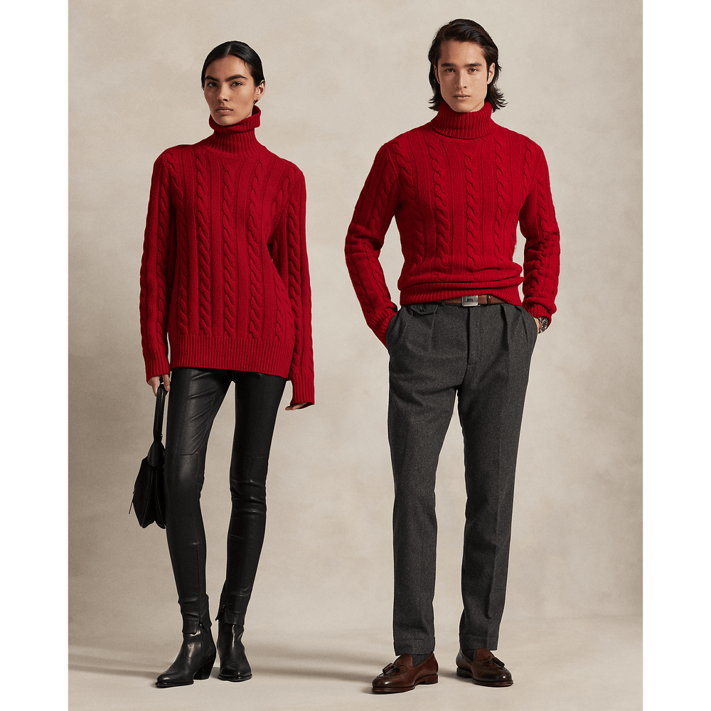 POLO RALPH LAUREN - Pull torsadé en laine et cachemire Rouge Park Av. - Lothaire