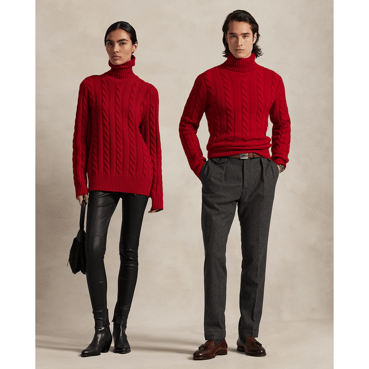 POLO RALPH LAUREN - Pull torsadé en laine et cachemire Rouge Park Av. - Lothaire