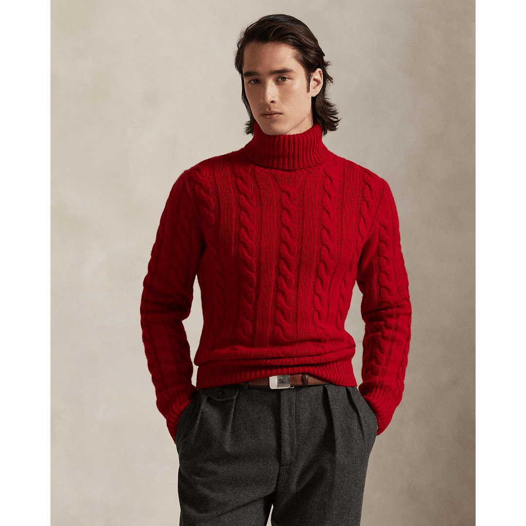 POLO RALPH LAUREN - Pull torsadé en laine et cachemire Rouge Park Av. - Lothaire