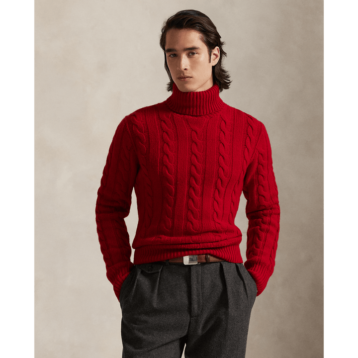 POLO RALPH LAUREN - Pull torsadé en laine et cachemire Rouge Park Av. - Lothaire