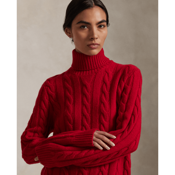 POLO RALPH LAUREN - Pull torsadé en laine et cachemire Rouge Park Av. - Lothaire