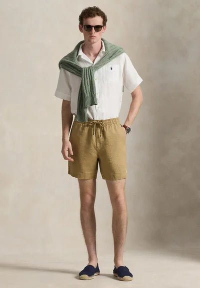 POLO RALPH LAUREN - Short en lin Polo Prepster 15 cm Marron café - Lothaire