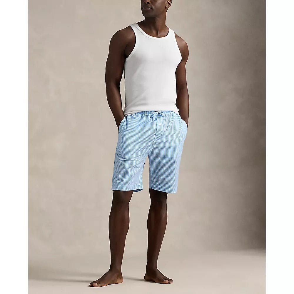 POLO RALPH LAUREN - Short en seersucker à rayures Blanches et bleues - Lothaire