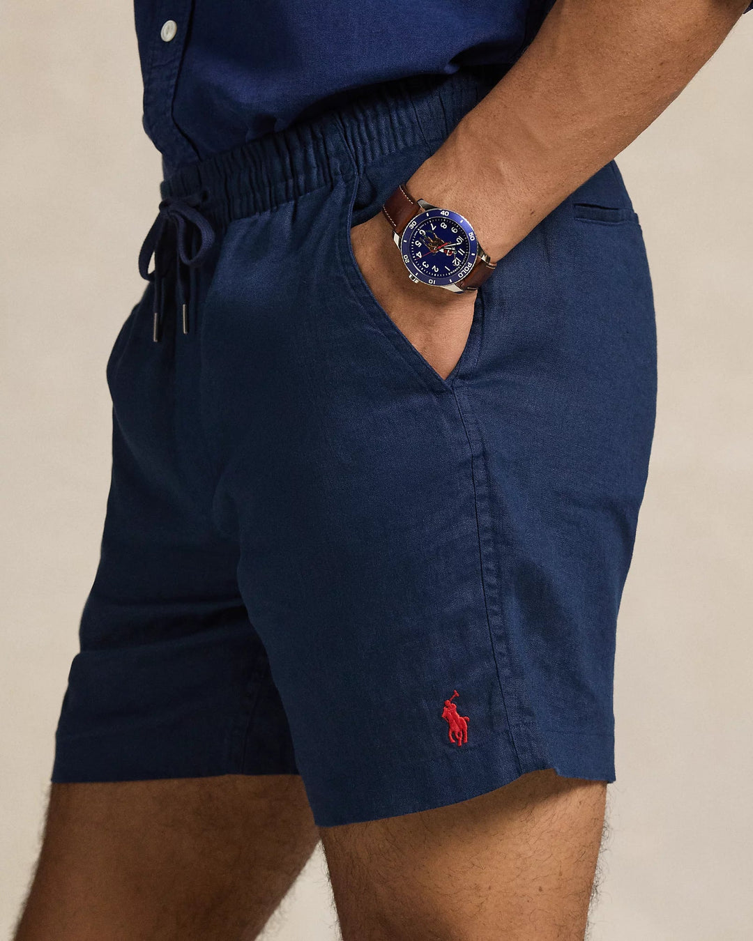 POLO RALPH LAUREN - Short Polo prepster en lin 15 cm Marine Newport - Lothaire