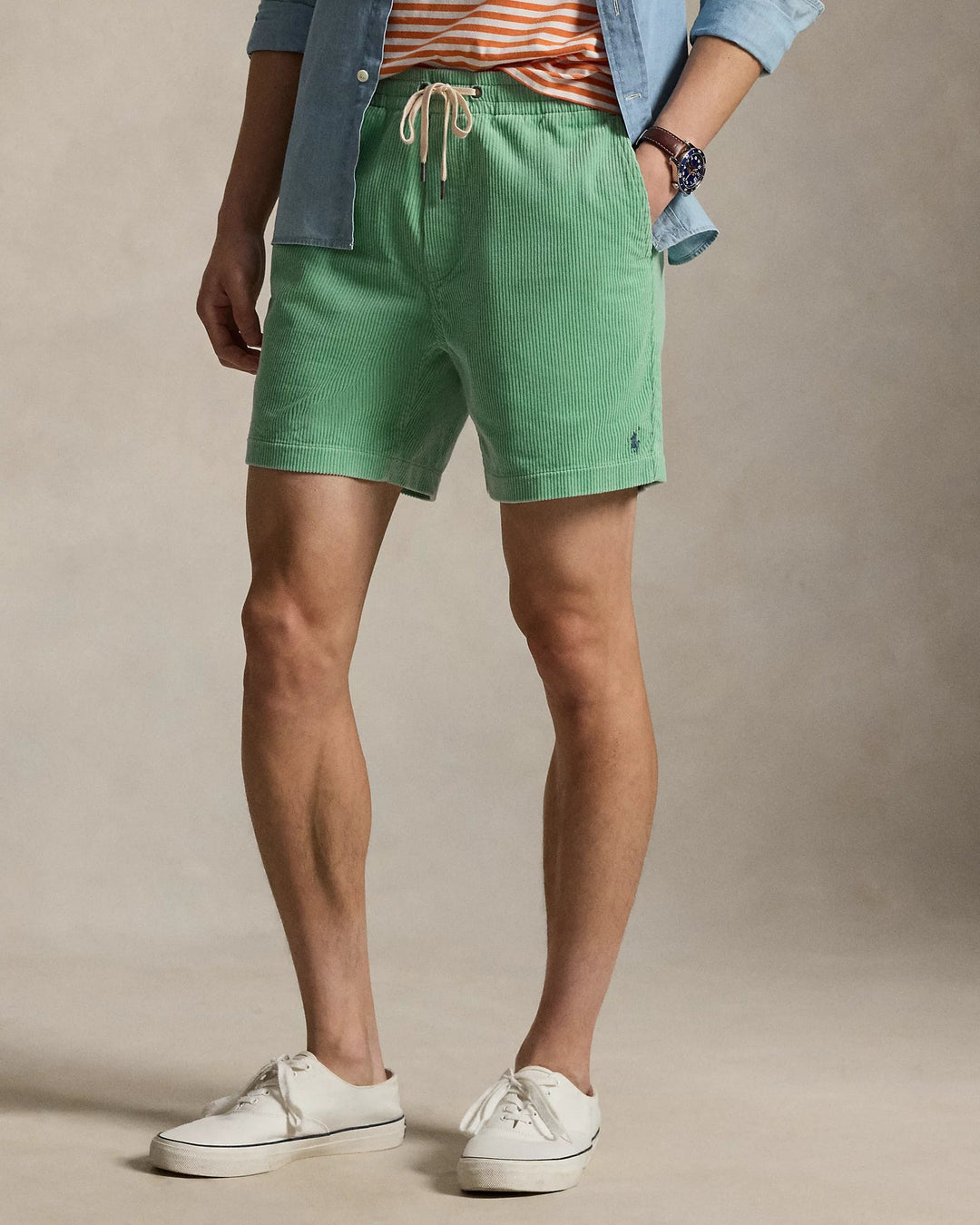 POLO RALPH LAUREN - Short Polo prepster en velours 15 cm Vert céladon - Lothaire