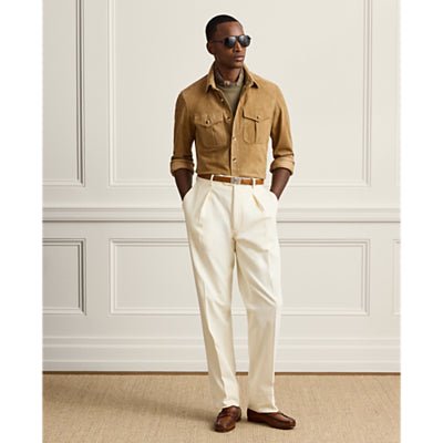 POLO RALPH LAUREN - Surchemise Barron Lux en Daim d'Agneau Marron Camel Foncé - Lothaire