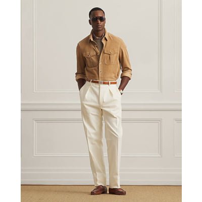 POLO RALPH LAUREN - Surchemise Barron Lux en Daim d'Agneau Marron Camel Foncé - Lothaire