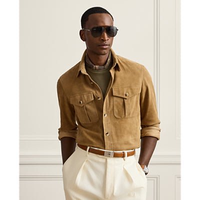POLO RALPH LAUREN - Surchemise Barron Lux en Daim d'Agneau Marron Camel Foncé - Lothaire