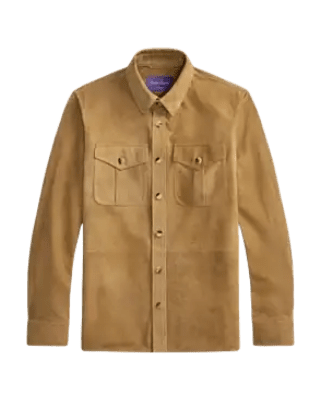 POLO RALPH LAUREN - Surchemise Barron Lux en Daim d'Agneau Marron Camel Foncé - Lothaire