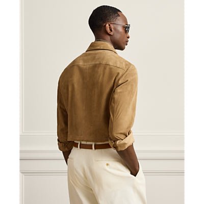 POLO RALPH LAUREN - Surchemise Barron Lux en Daim d'Agneau Marron Camel Foncé - Lothaire