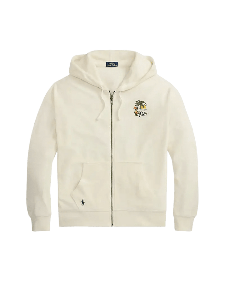 POLO RALPH LAUREN - Sweat à capuche brodé en éponge coupe décontractée Blanc cassé - Lothaire