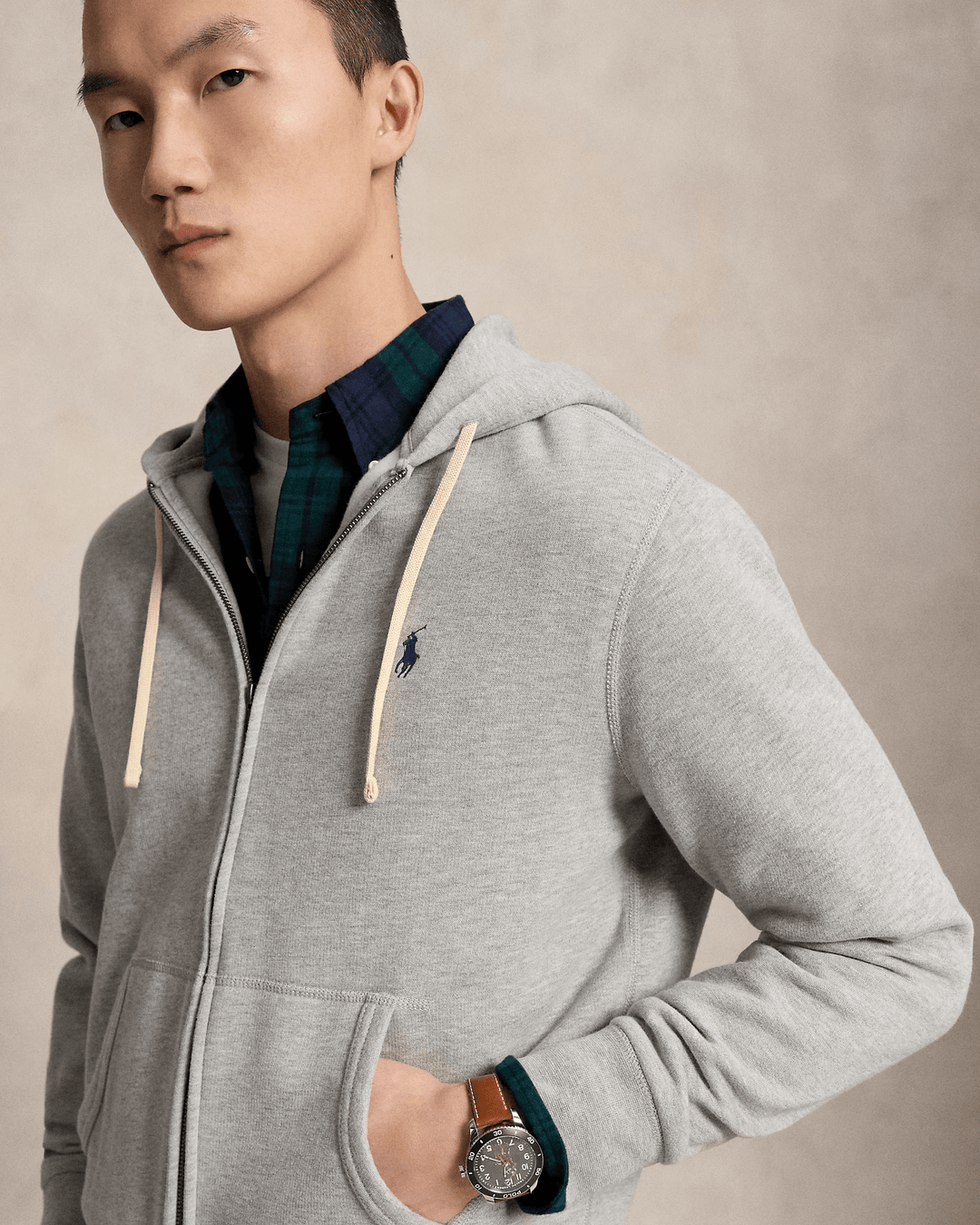 POLO RALPH LAUREN - Sweat à capuche RL en molleton Gris chiné - Lothaire