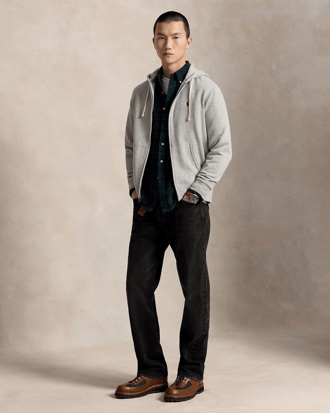 POLO RALPH LAUREN - Sweat à capuche RL en molleton Gris chiné - Lothaire