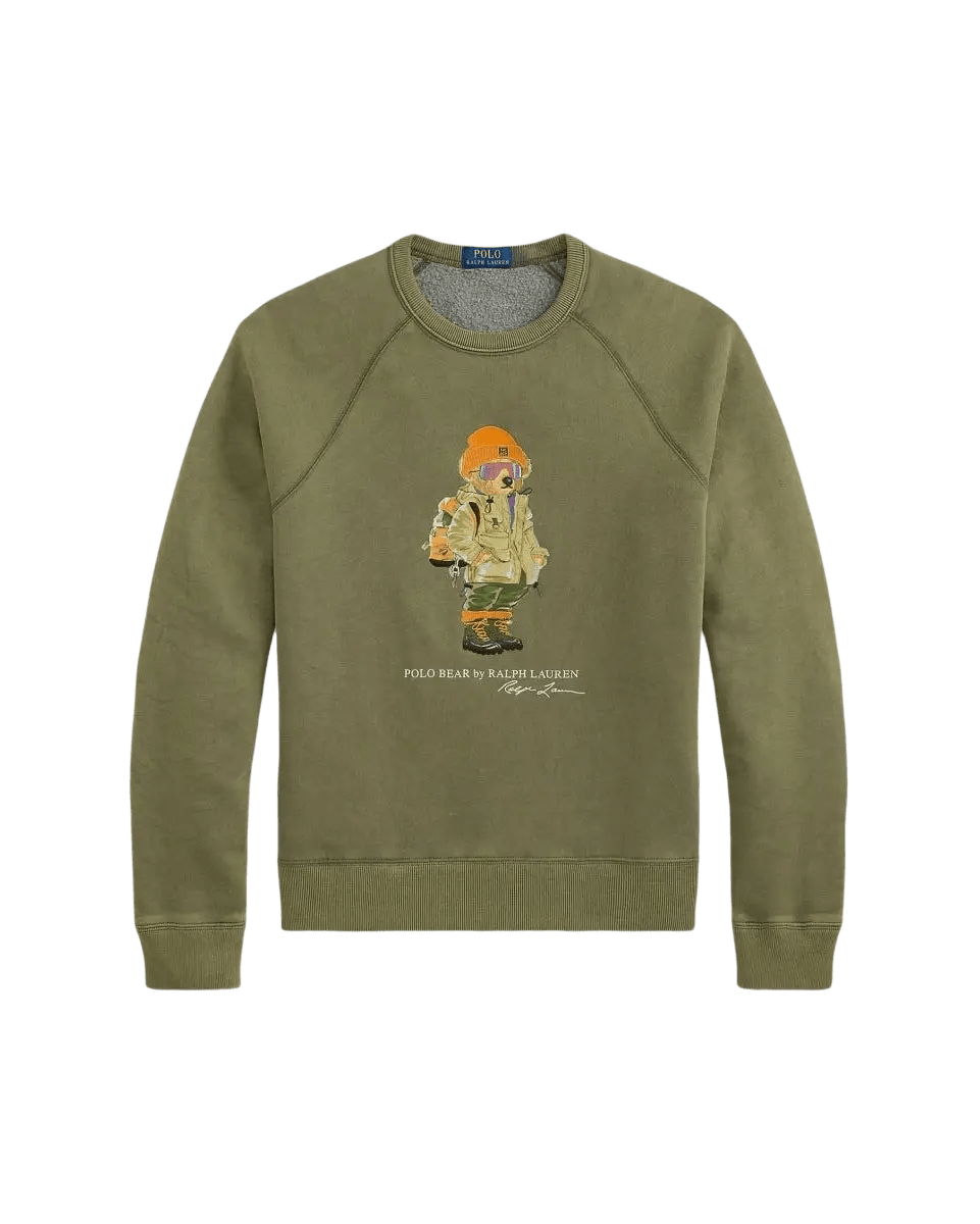 POLO RALPH LAUREN - Sweat-shirt col rond en coton mélangé Vert olive - Lothaire