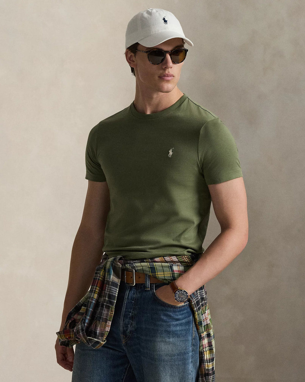POLO RALPH LAUREN - T-shirt à col rond Custom Slim Fit Olive jardin - Lothaire