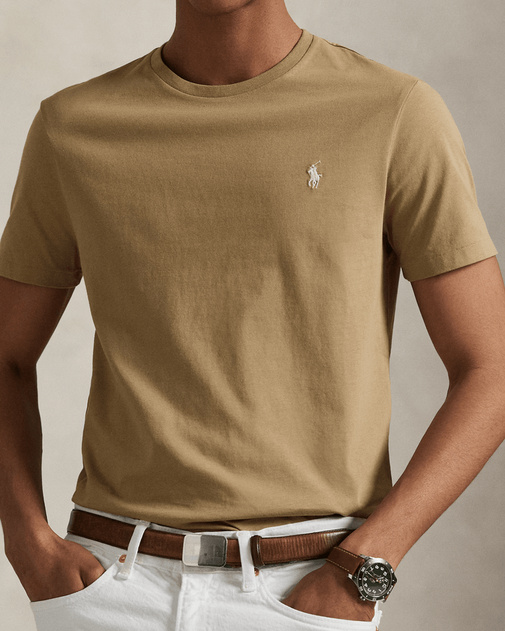 POLO RALPH LAUREN - T-shirt col rond en jersey Custom Slim Fit Beige sable - Lothaire