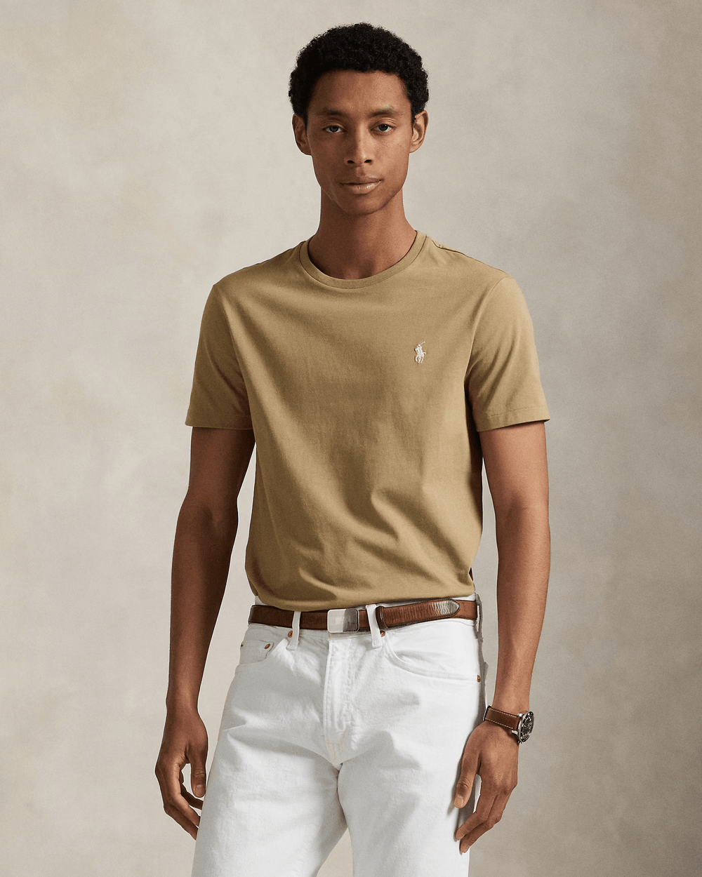 POLO RALPH LAUREN - T-shirt col rond en jersey Custom Slim Fit Beige sable - Lothaire