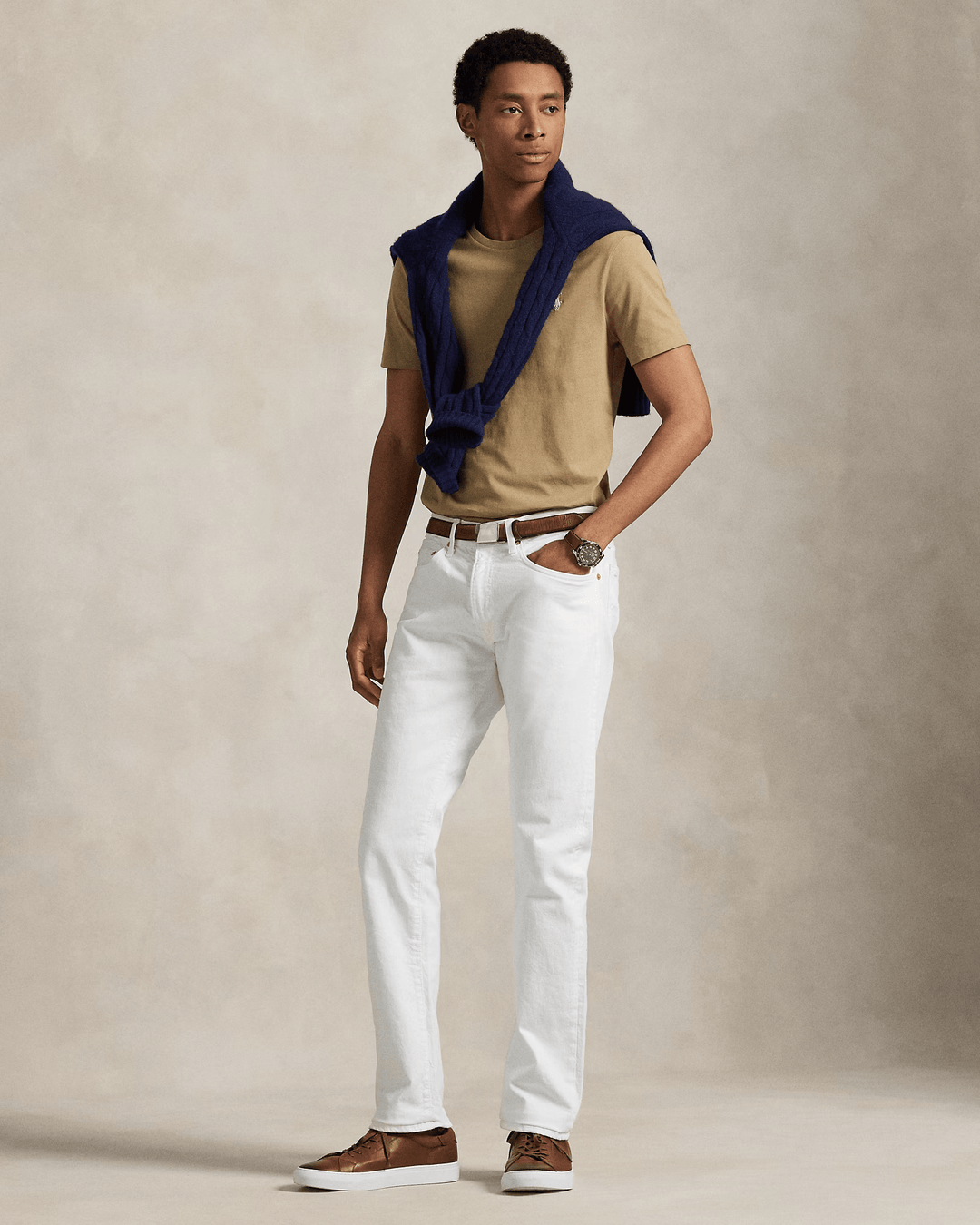 POLO RALPH LAUREN - T-shirt col rond en jersey Custom Slim Fit Beige sable - Lothaire