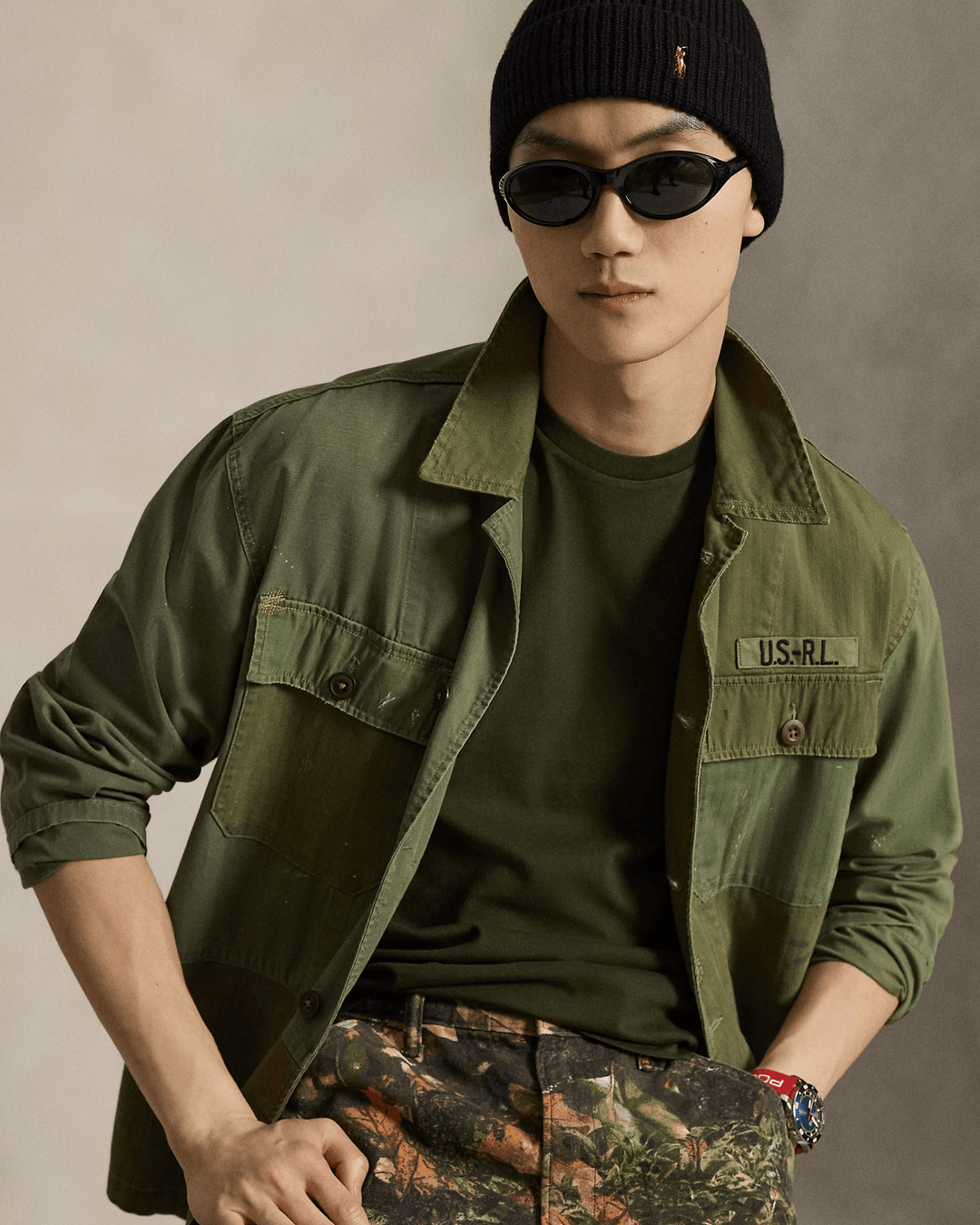 POLO RALPH LAUREN - T-shirt col rond en jersey Custom Slim Fit Vert olive - Lothaire