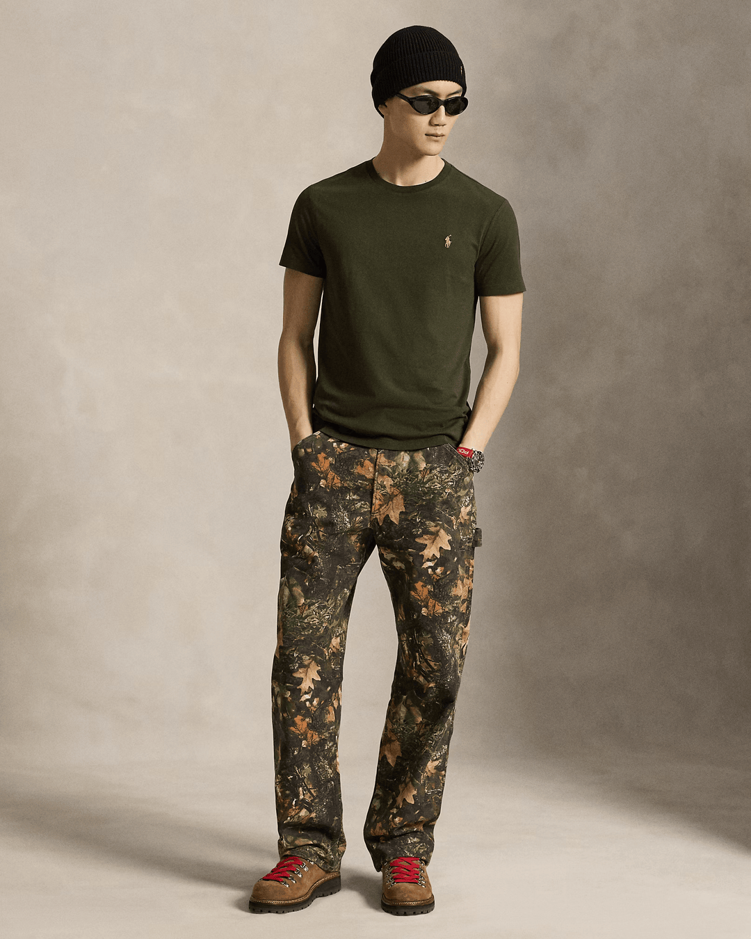 POLO RALPH LAUREN - T-shirt col rond en jersey Custom Slim Fit Vert olive - Lothaire