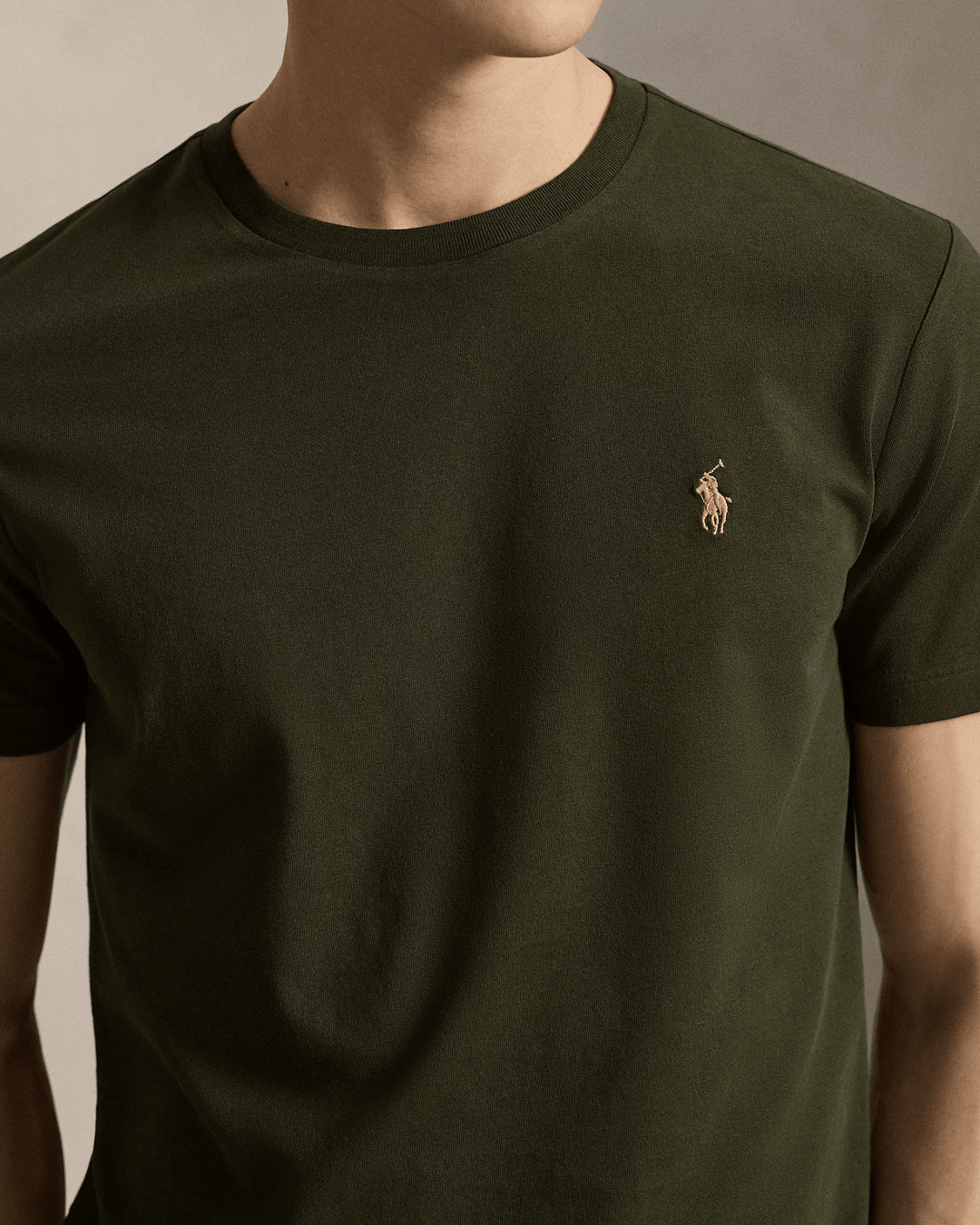 POLO RALPH LAUREN - T-shirt col rond en jersey Custom Slim Fit Vert olive - Lothaire