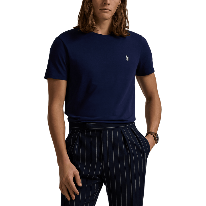 POLO RALPH LAUREN - T-shirt col rond jersey coupe ajustée Bleu marine - Lothaire