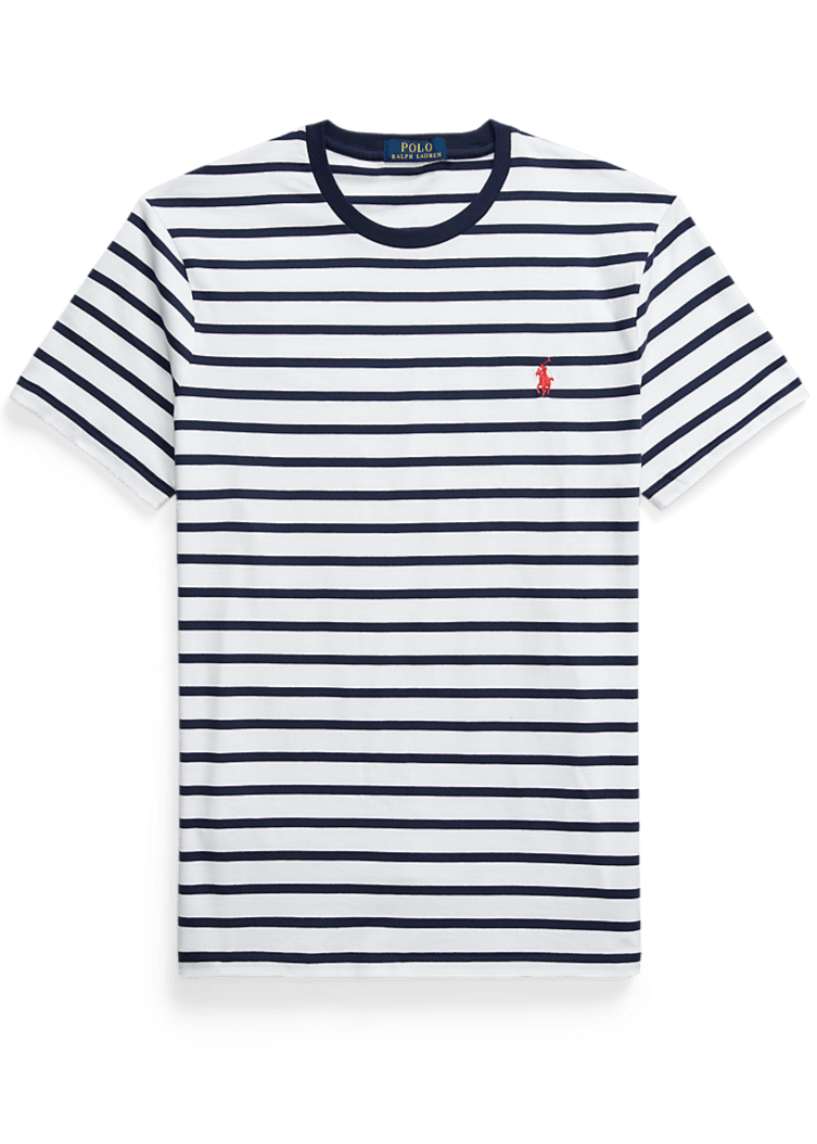 POLO RALPH LAUREN - T-shirt rayé ajusté en jersey Bleu et blanc - Lothaire