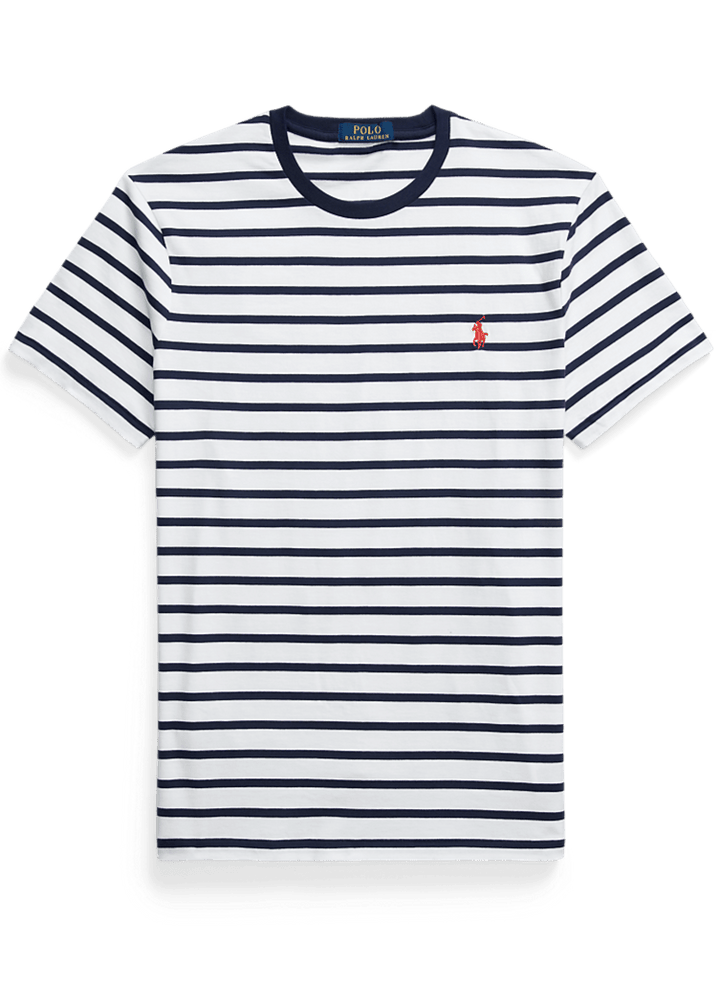 POLO RALPH LAUREN - T-shirt rayé ajusté en jersey Bleu et blanc - Lothaire
