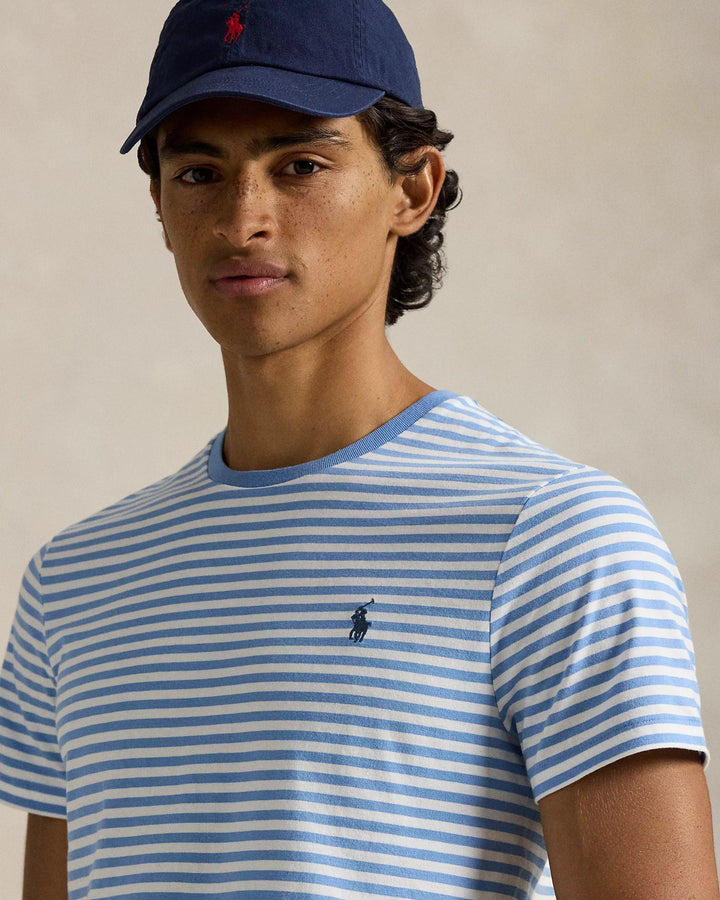 POLO RALPH LAUREN - T-shirt rayé en jersey Custom Slim Fit Bleu Bristol / Blanc - Lothaire