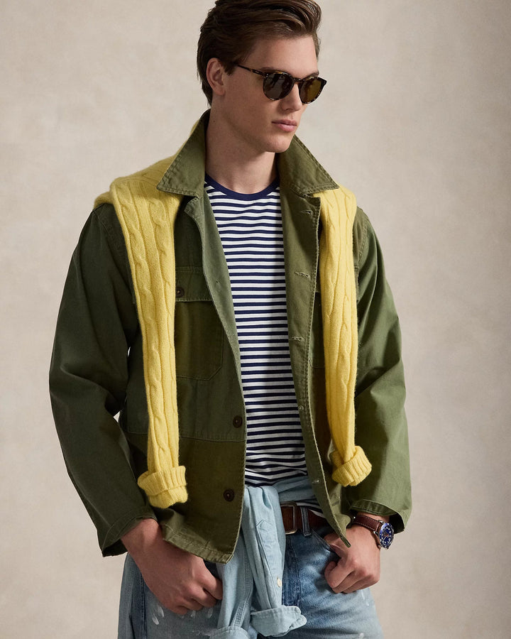 POLO RALPH LAUREN - T-shirt rayé en jersey Custom Slim Fit Marine Newport / Blanc - Lothaire