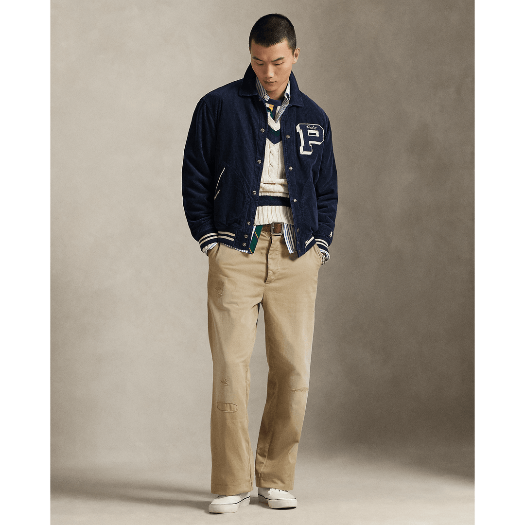 POLO RALPH LAUREN - Veste à lettre en velours côtelé Marine aviateur - Lothaire