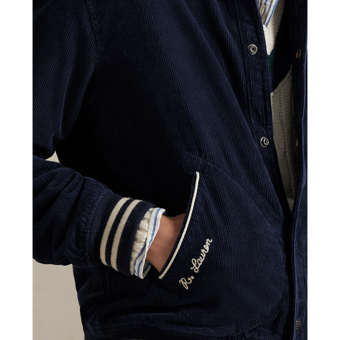 POLO RALPH LAUREN - Veste à lettre en velours côtelé Marine aviateur - Lothaire