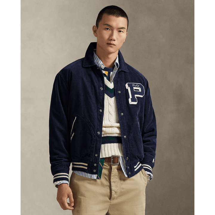 POLO RALPH LAUREN - Veste à lettre en velours côtelé Marine aviateur - Lothaire