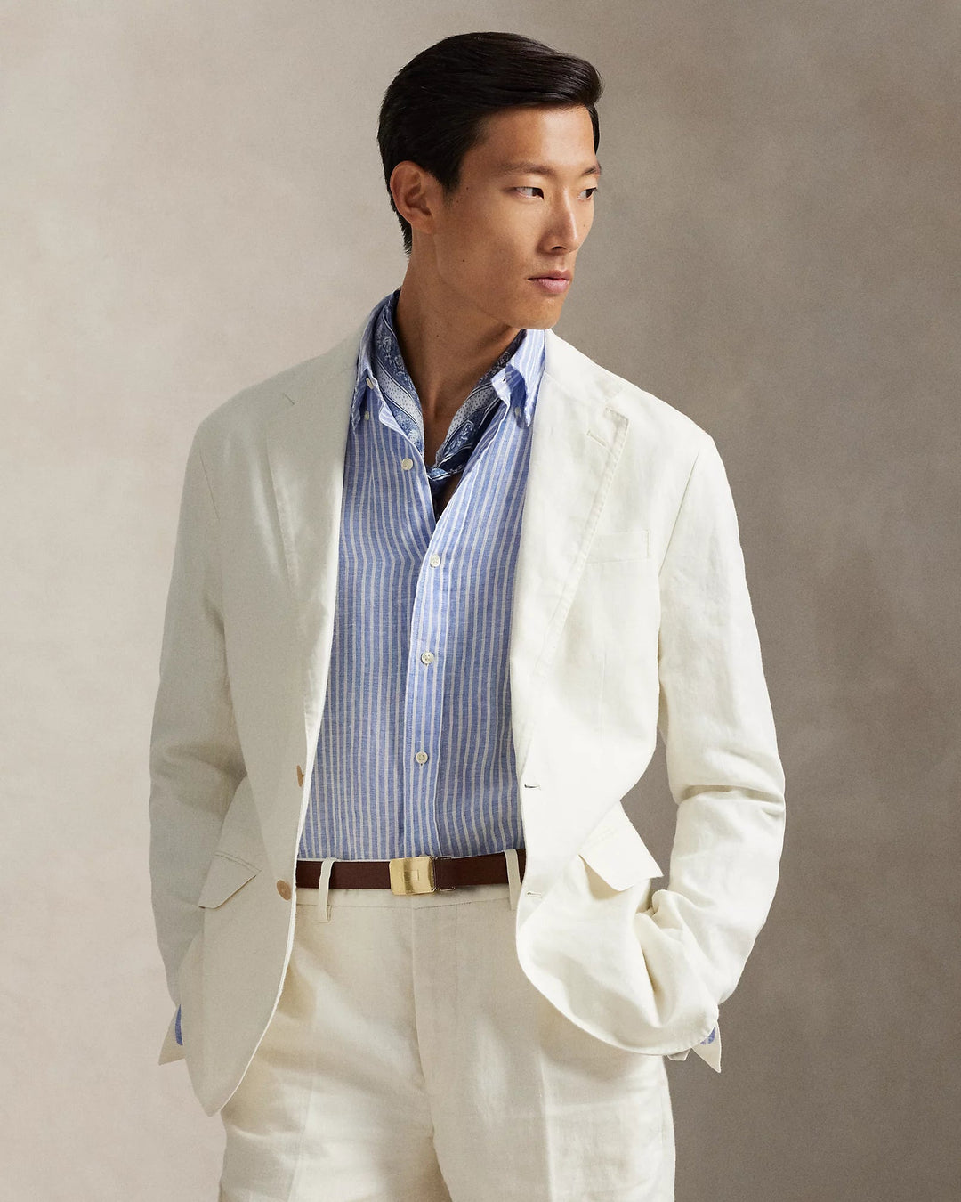 POLO RALPH LAUREN - Veste costume Polo Soft Modern Fit lin Blanc crème - Lothaire