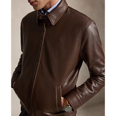 POLO RALPH LAUREN - Veste Coupe-Vent en Cuir Marron - Lothaire