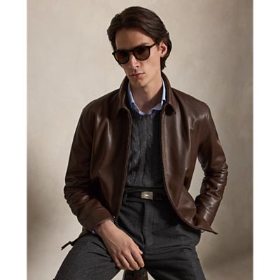 POLO RALPH LAUREN - Veste Coupe-Vent en Cuir Marron - Lothaire