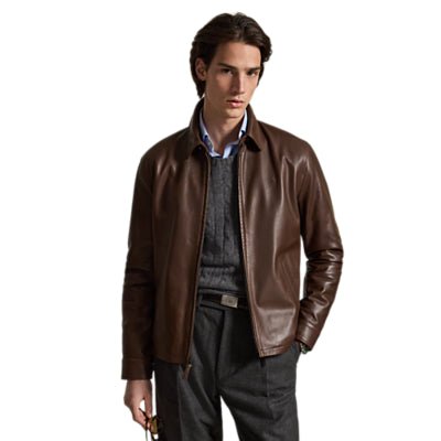 POLO RALPH LAUREN - Veste Coupe-Vent en Cuir Marron - Lothaire
