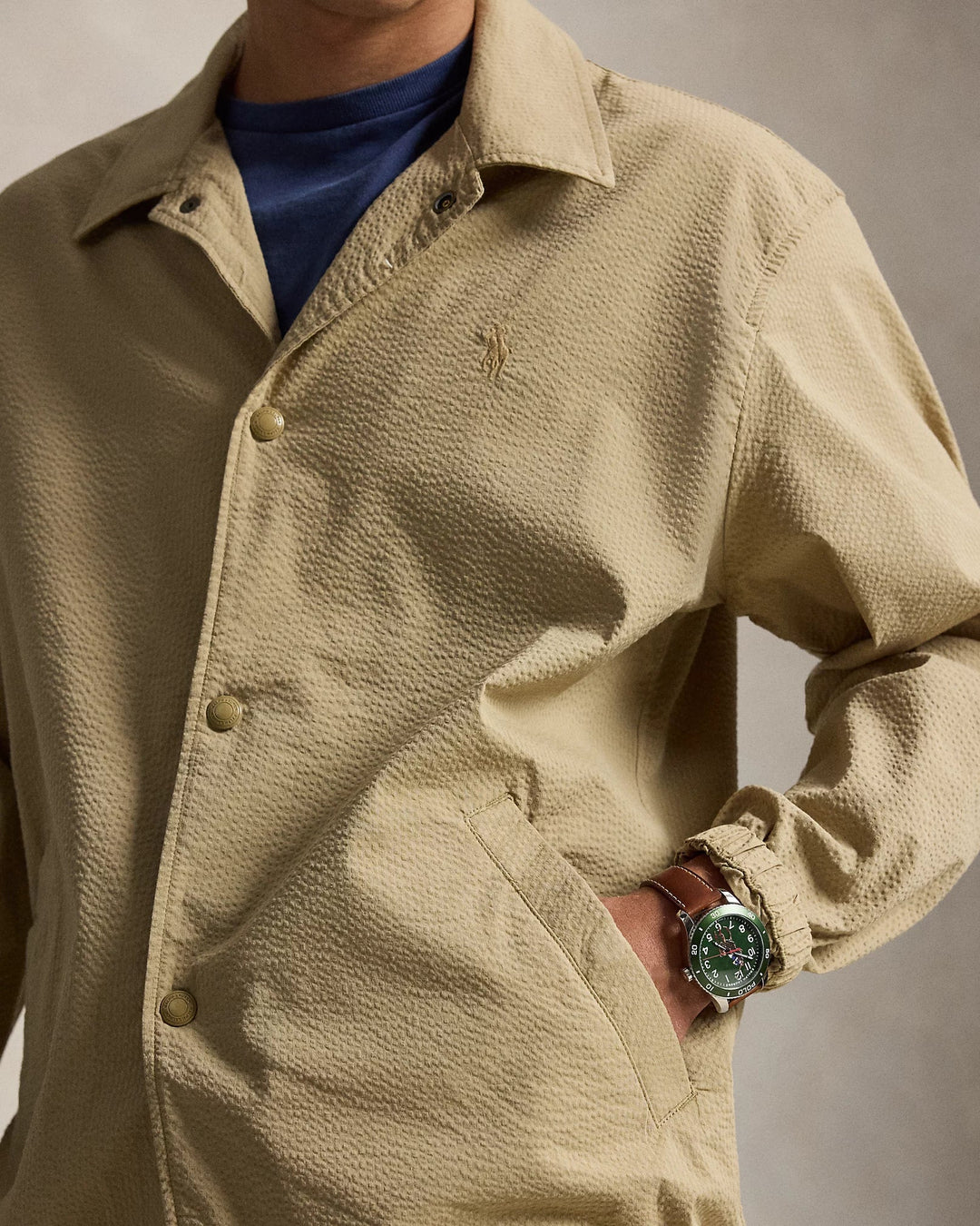 POLO RALPH LAUREN - Veste de coach en seersucker Kaki - Lothaire