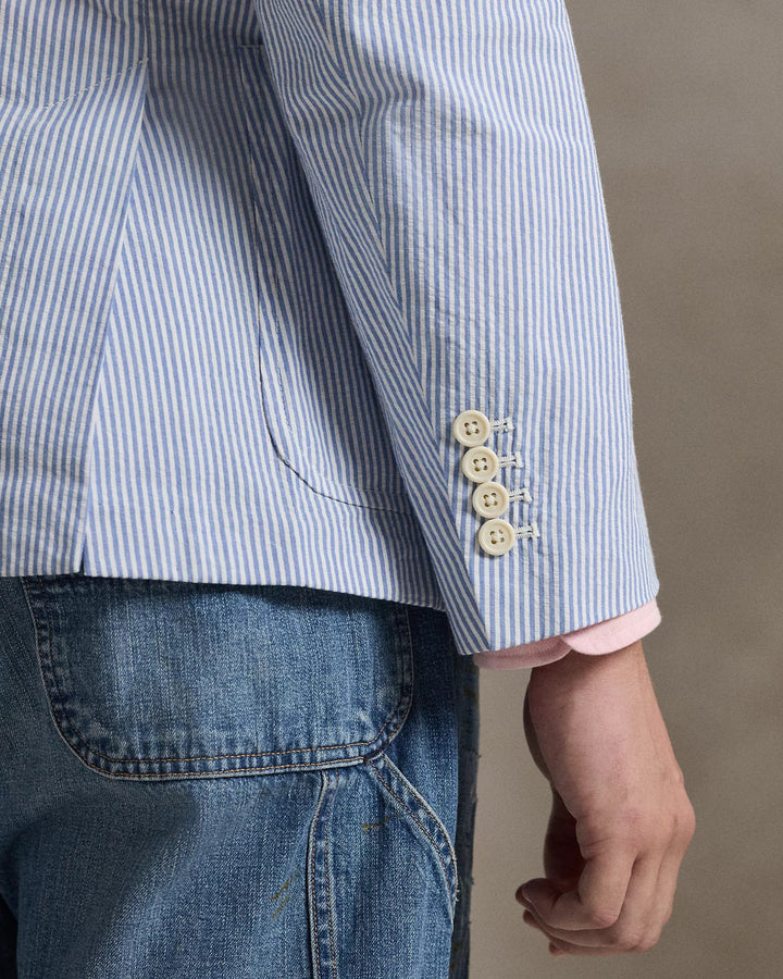 POLO RALPH LAUREN - Veste Polo Soft Modern Fit en seersucker Bleu vif et Blanc - Lothaire