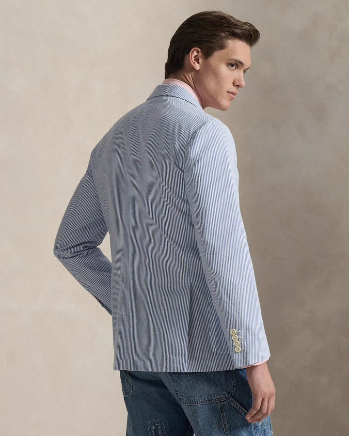 POLO RALPH LAUREN - Veste Polo Soft Modern Fit en seersucker Bleu vif et Blanc - Lothaire
