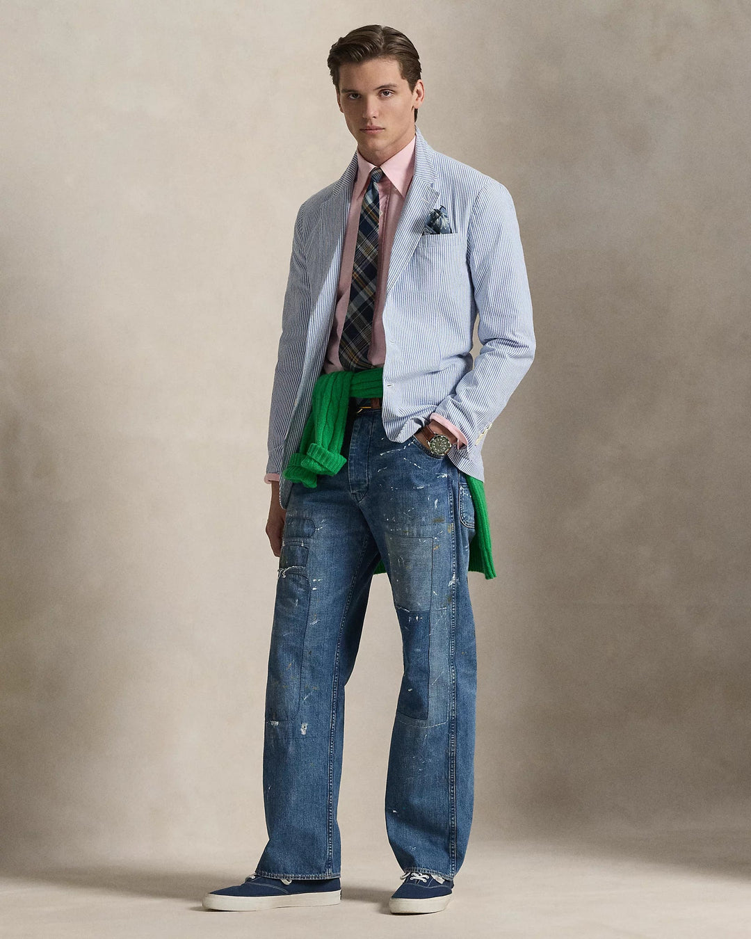 POLO RALPH LAUREN - Veste Polo Soft Modern Fit en seersucker Bleu vif et Blanc - Lothaire