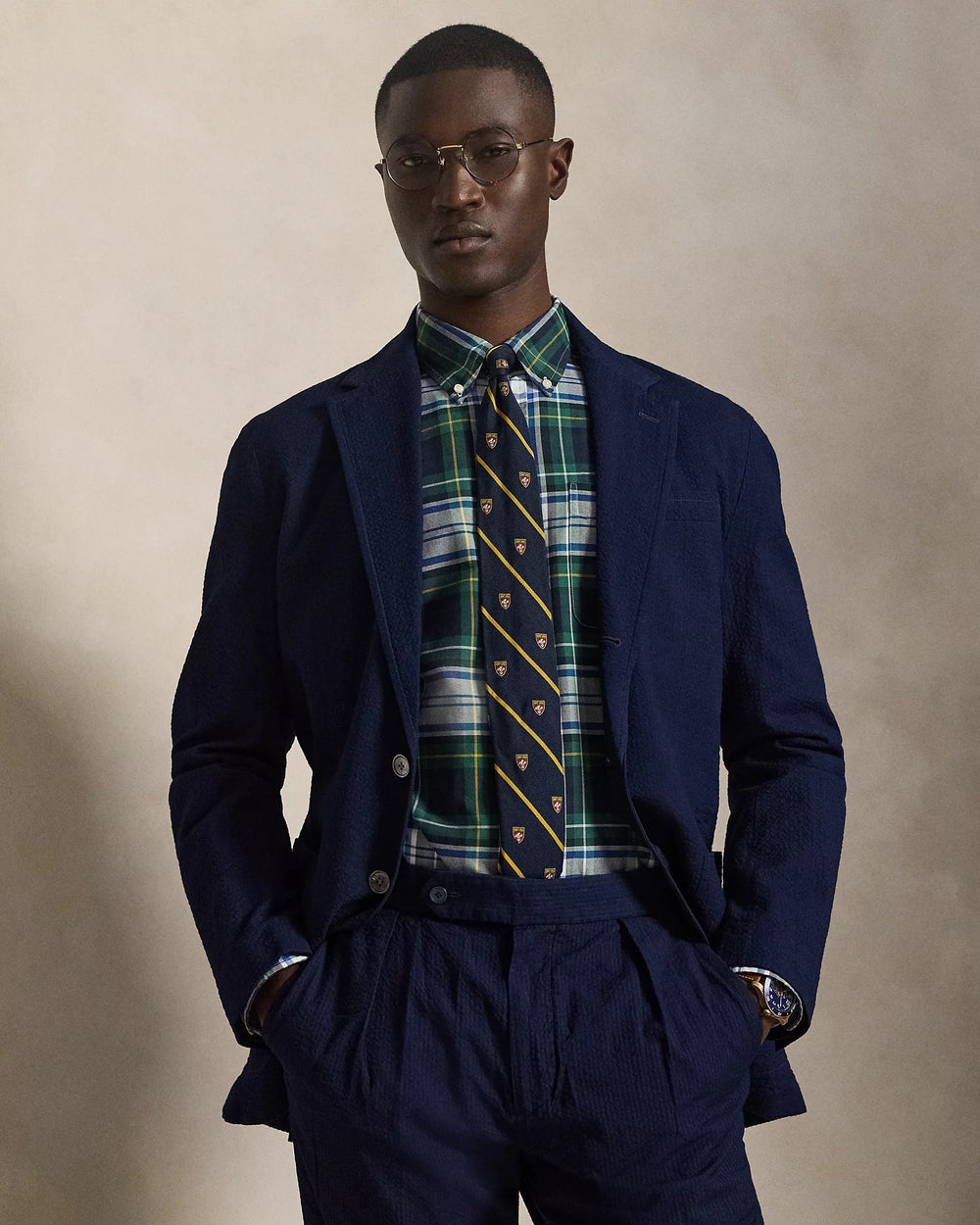 POLO RALPH LAUREN - Veste Polo Soft Modern Fit en seersucker Indigo - Lothaire