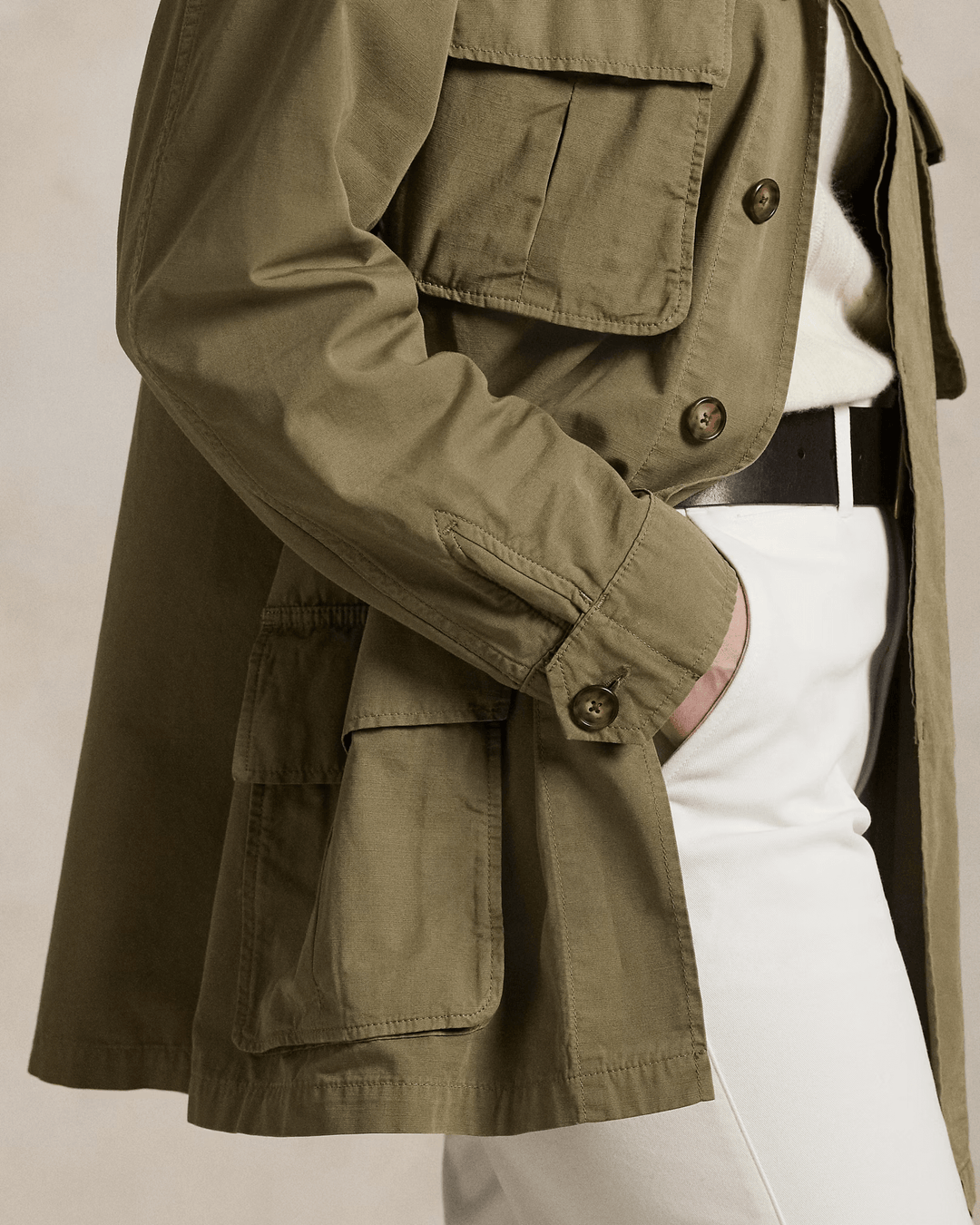 POLO RALPH LAUREN - Veste utilitaire en toile de coton Vert olive - Lothaire