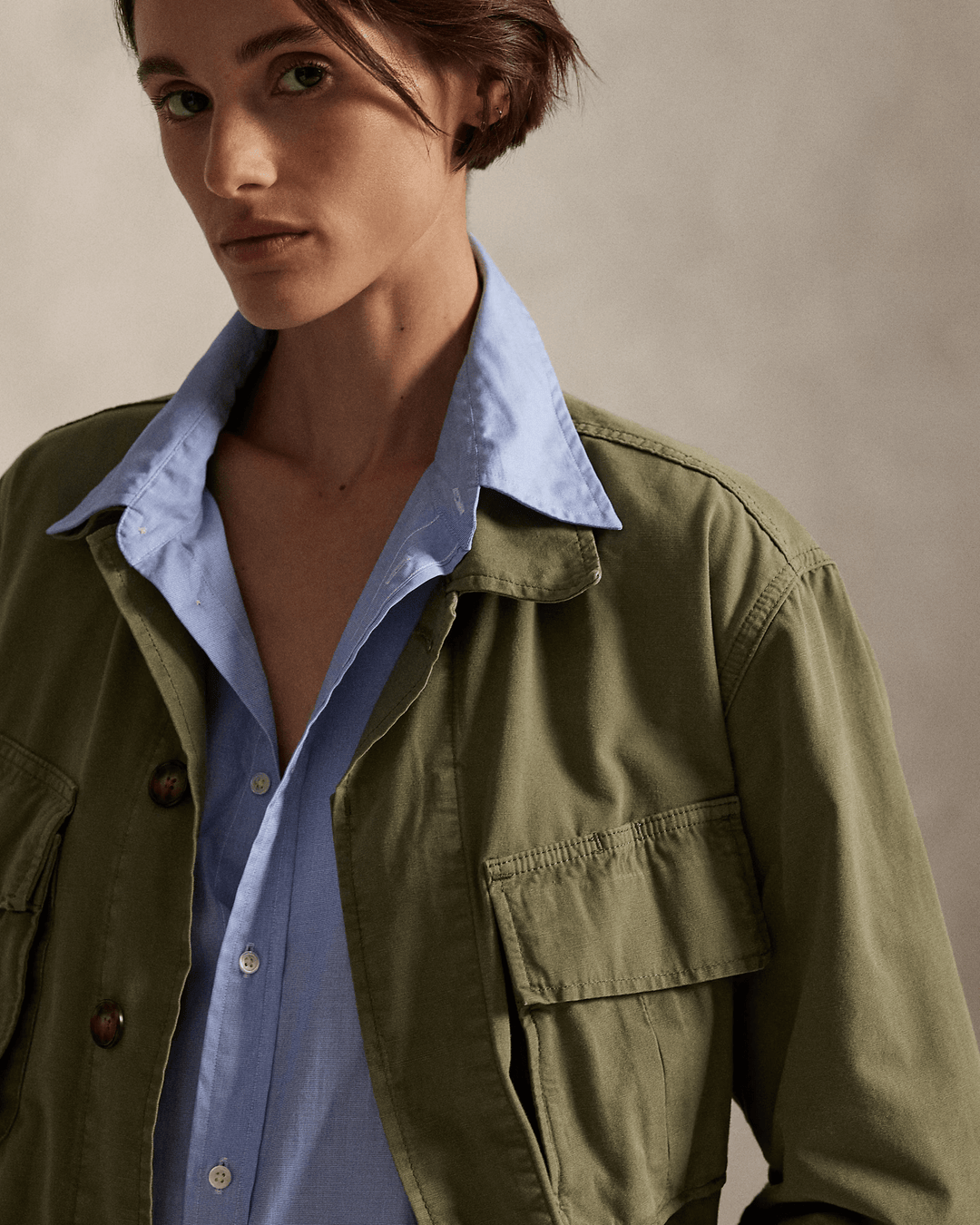 POLO RALPH LAUREN - Veste utilitaire en toile de coton Vert olive - Lothaire